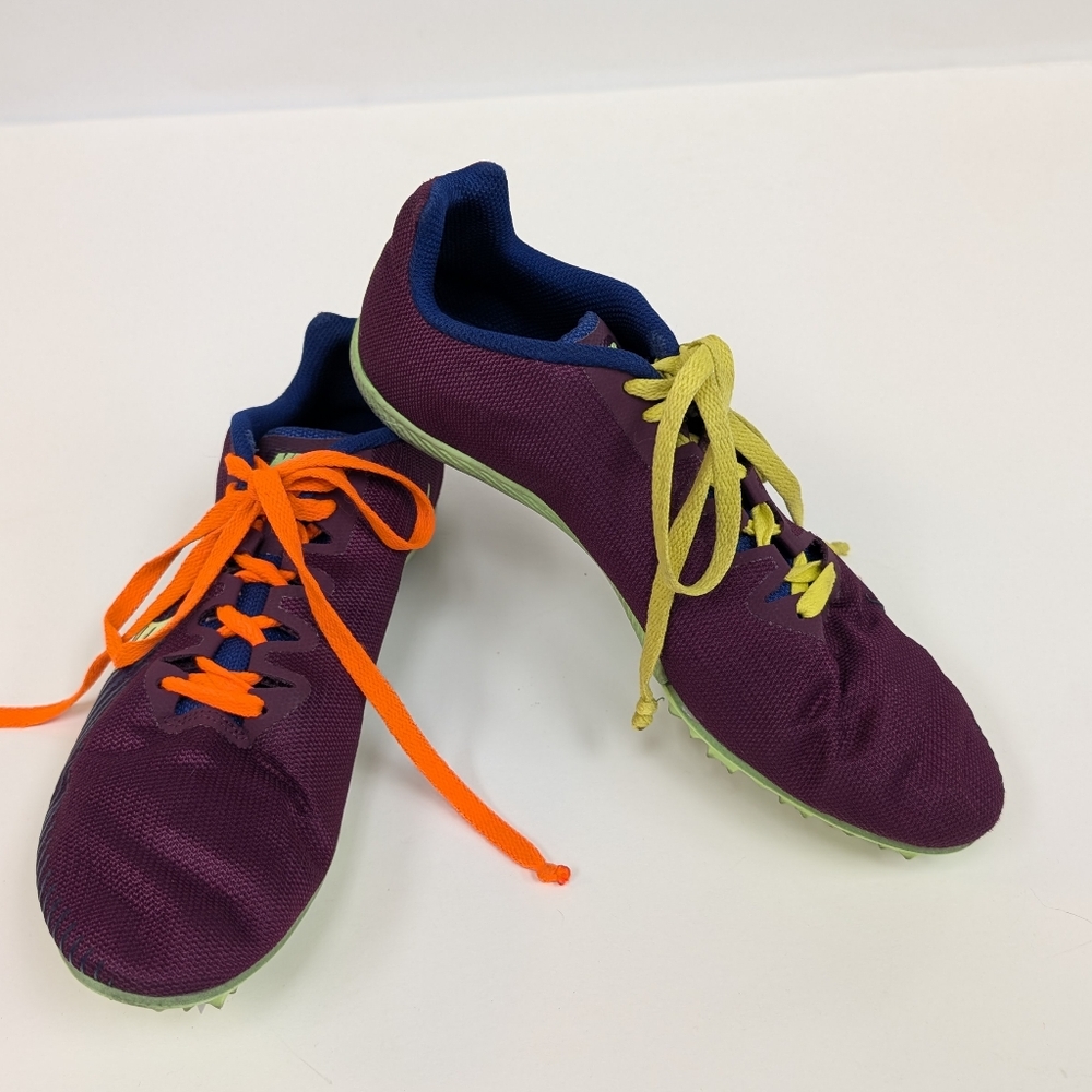 Nike Zoom Rival Men's Track Spike Cleat Bordeaux/Purple/Lime Blast Size 9.5